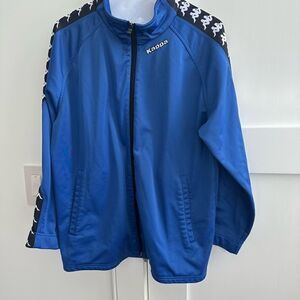 KAPPA royal blue zip jacket with black and white logo. Size large